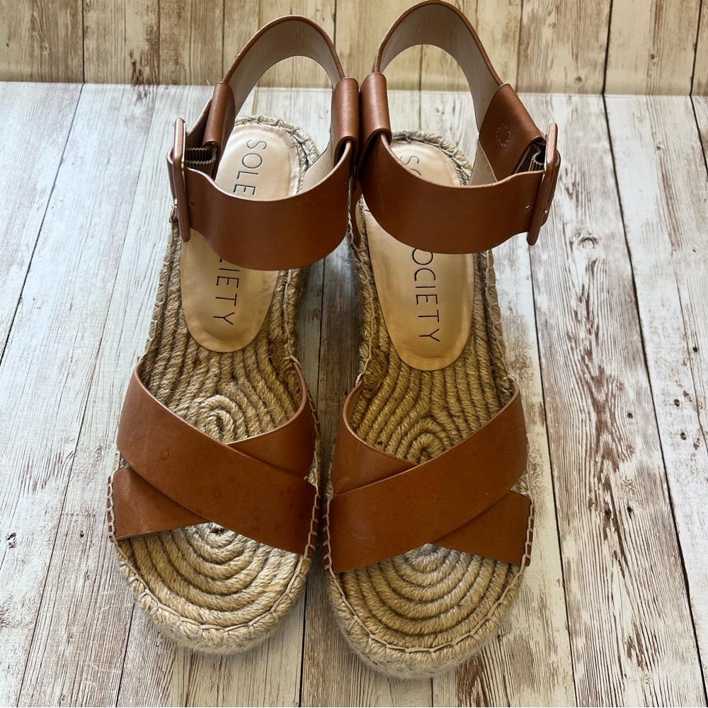 Brown strap wedges with buckle (sz 9.5) - Picture 6 of 11